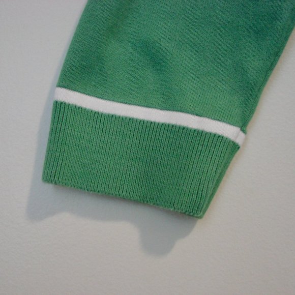Tommy Hilfiger Green Knit Tunic Sweater Top Sporty White Stripe Rounded Hem XL - Picture 7 of 12